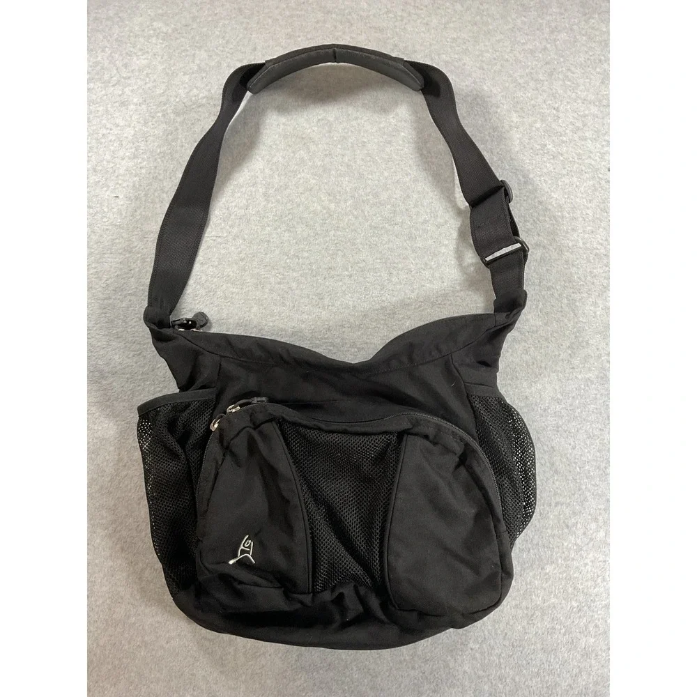 Black Cordura Messenger Bag Adjustable Padded Strap Mesh Pockets Crossbody B1